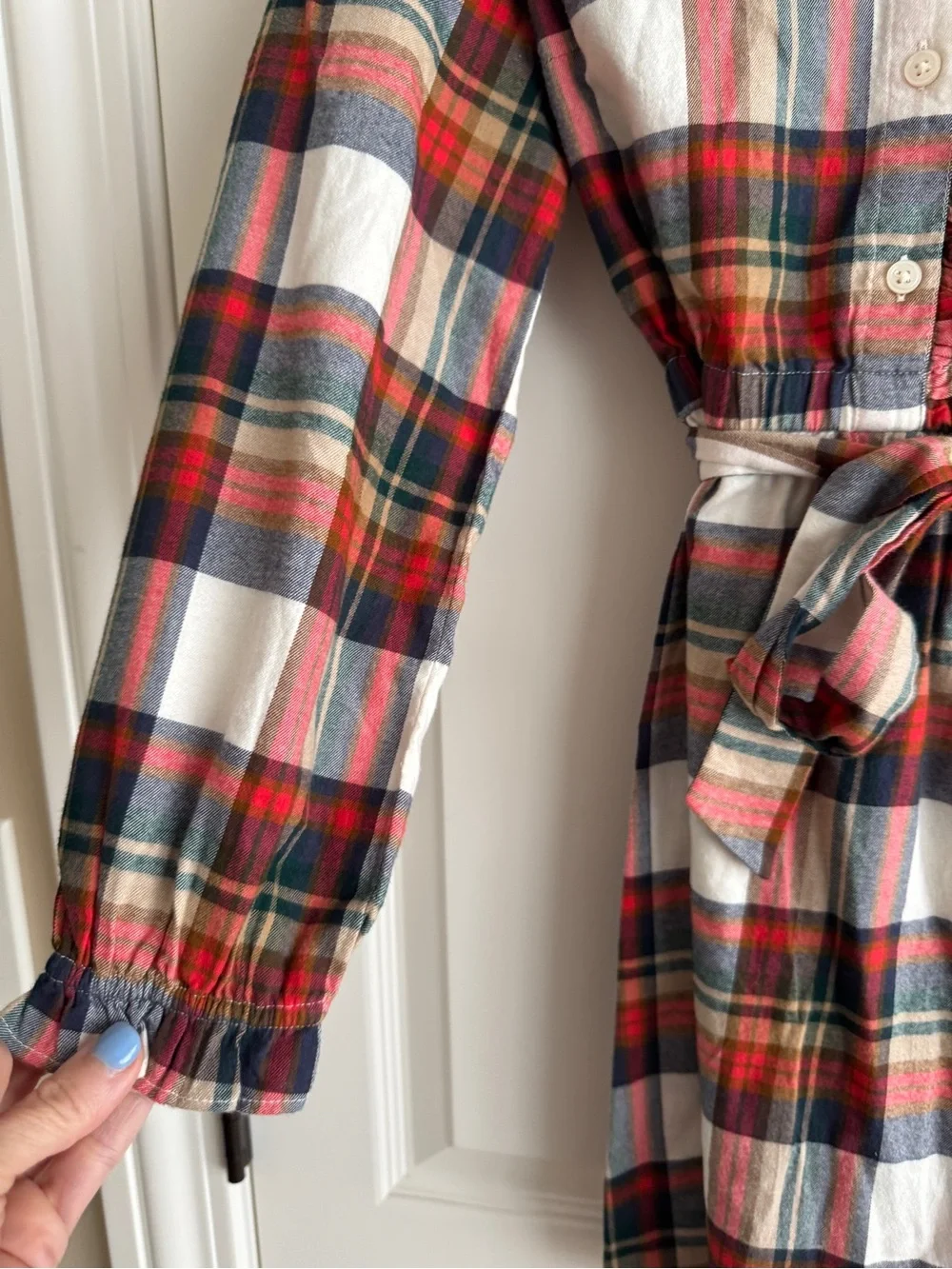 Crewcuts Girls Plaid Flannel Dress Size 12 Tie Waist Long Sleeve Holiday new nwt